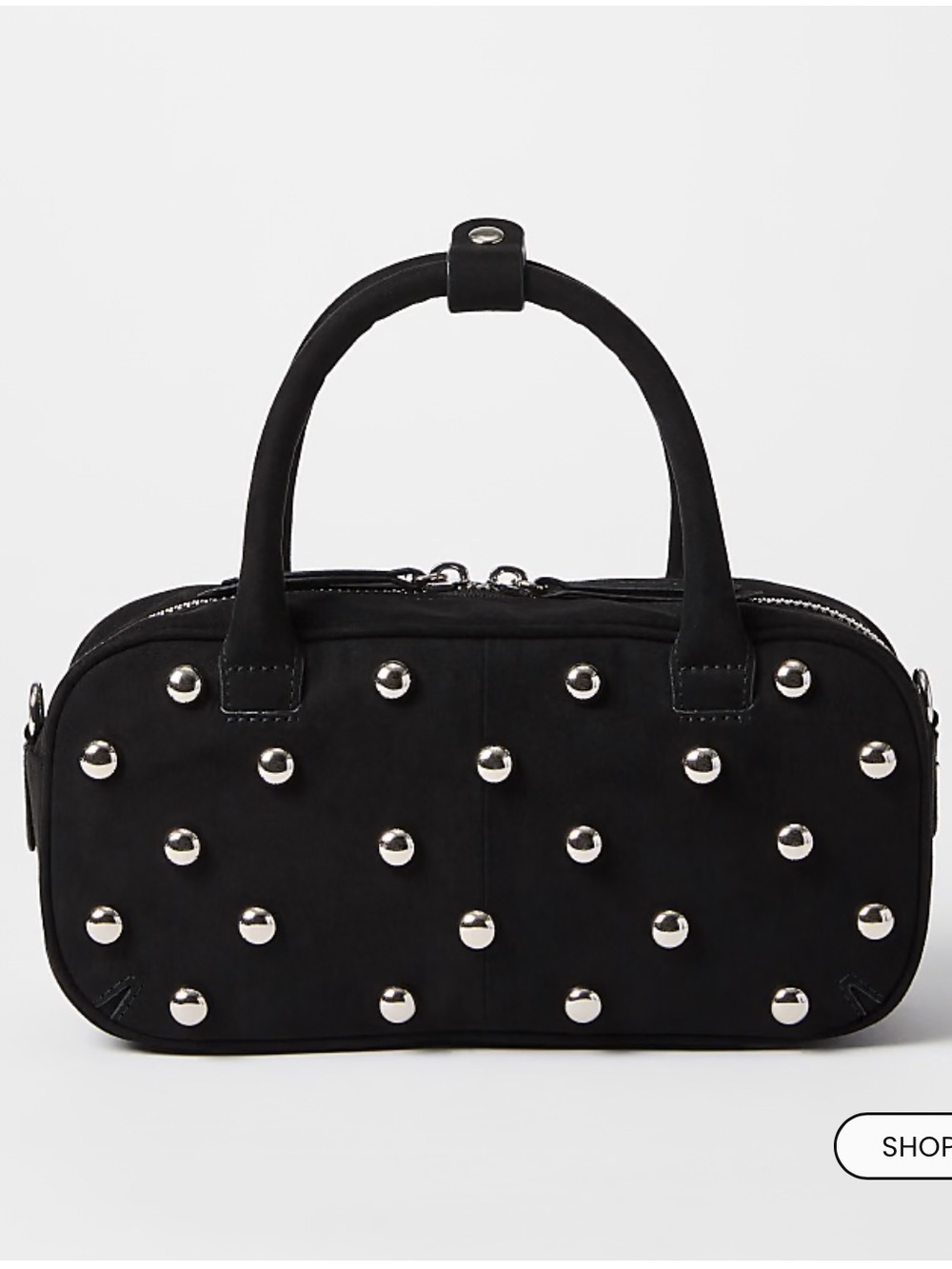 NWT🌷LOFT Black Studded Mini East West Satchel Handbag - Picture 2 of 11